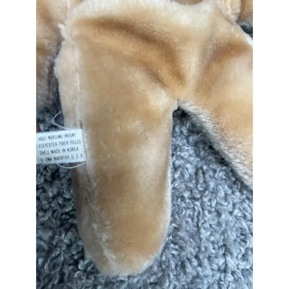 Vintage Teddy Bear Plush Baby Bottle Holder Light Brown Color Stuffed Toy